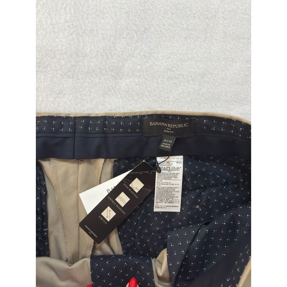 NWT Banana Republic Mens Performance Stretch Slim Fit Chino Pants Khaki 36x30 - Picture 2 of 9